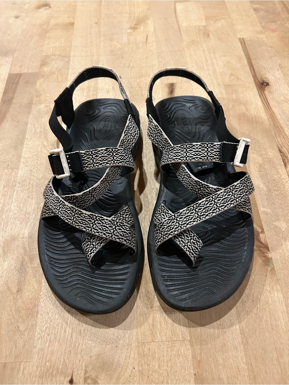 Woman’s Chacos Black and White Sandal Size 9